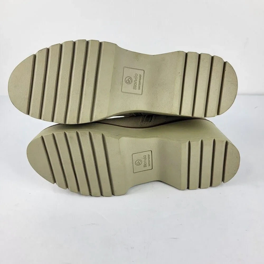 Blondo Giovanni Waterproof Platform Ankle Boots Beige Size 9M